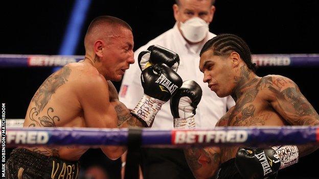 Conor Benn punches Samuel Vargas