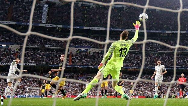 Cristiano Ronaldo scores his second goal of the evening