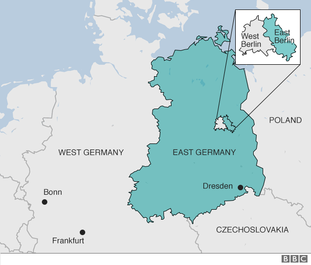 Map showing old division - East/West Germany