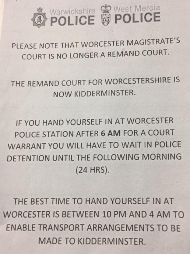 The poster at Worcester Police Station