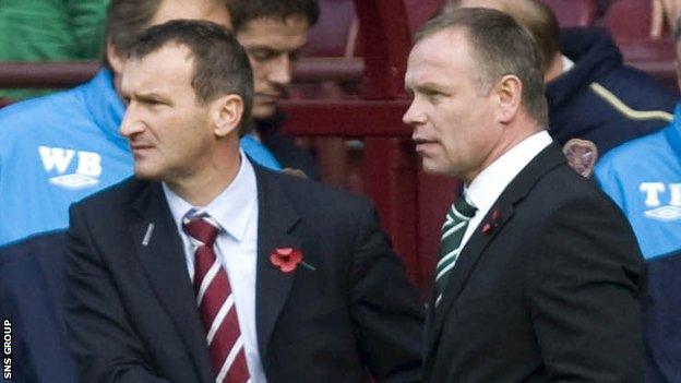 Csaba Laszlo and John Hughes were Edinburgh derby rivals in 2009