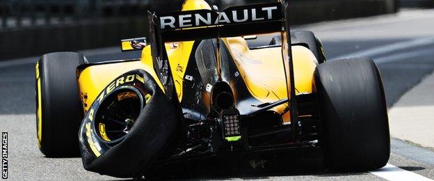 Kevin Magnussen puncture