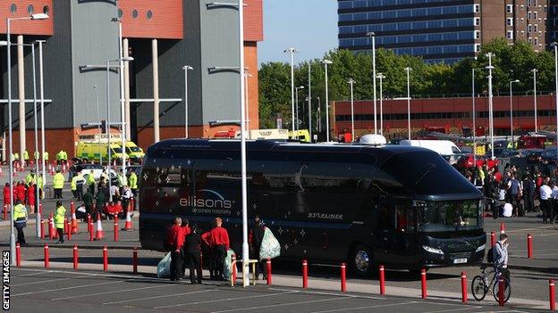 Bournemouth coach leaving Old Trafford