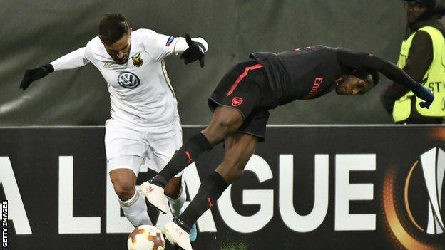 England forward Danny Welbeck challenges for the ball