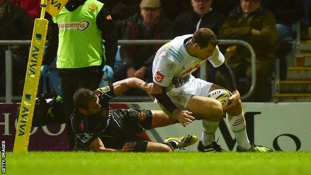 Tim Visser scores for Harlequins