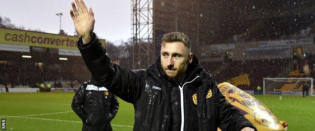 Louis Moult waves to the Motherwell crowd