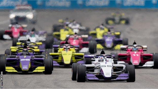 Britain's Jamie Chadwick leads the field at Hockenheim