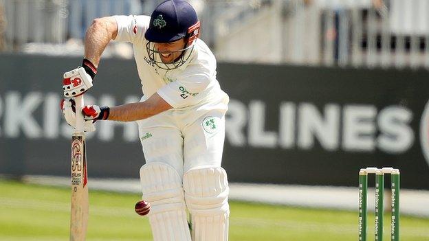 Ireland opener Ed Joyce is trapped lbw as the hosts struggled in the first innings