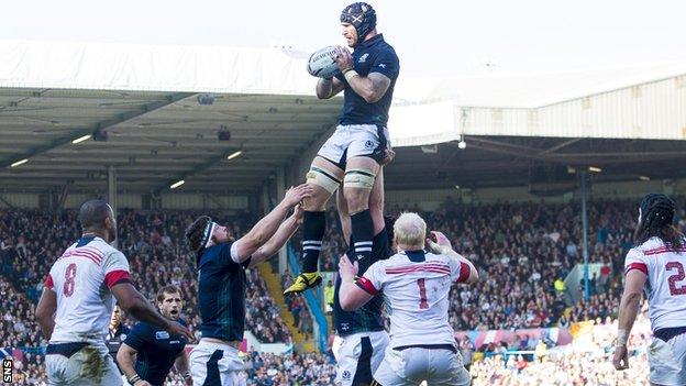 Alasdair Strokosch playing for Scotland against USA