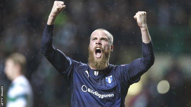 Jo Inge Berget celebrates at the end of the match