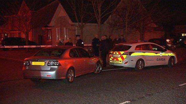 Police at the scene of Noel Duggan's murder in Ratoath, County Meath