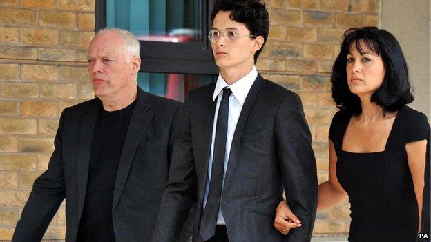 David and Charlie Gilmour and Polly Samson