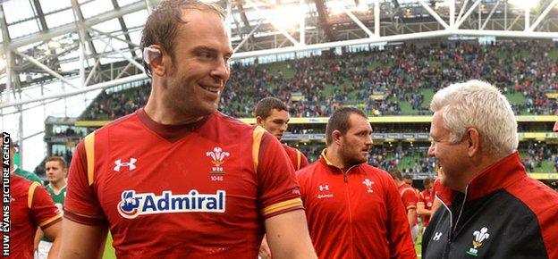 Alun Wyn Jones and Warren Gatland look happy after the win against Ireland