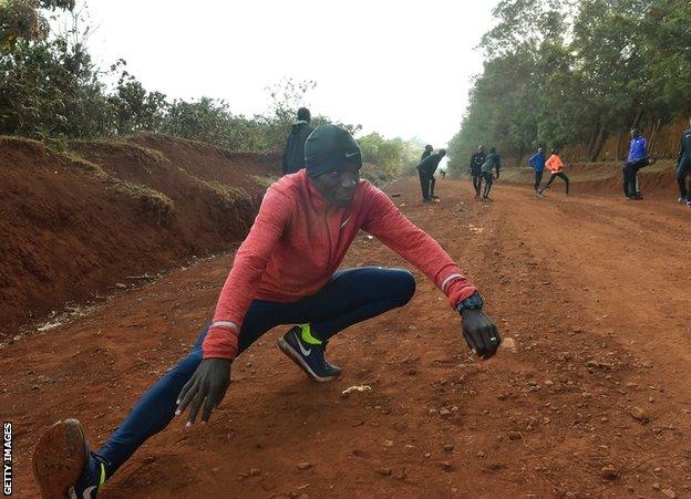 Eliud Kipchoge training in Kenya