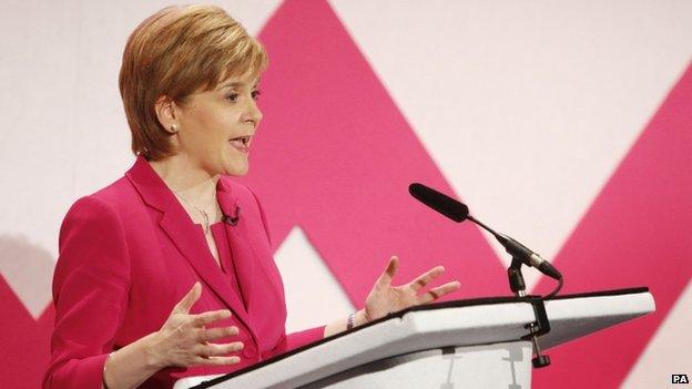 Nicola Sturgeon addresses the audience at the Edinburgh International TV Festival