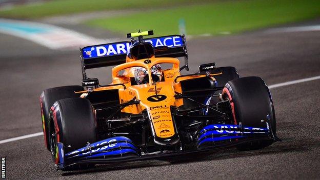 Briton Lando Norris in action for McLaren in Abu Dhabi