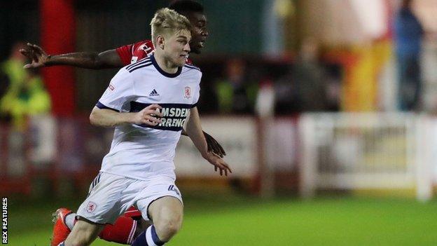 Hayden Coulson in action for Middlesbrough U23s