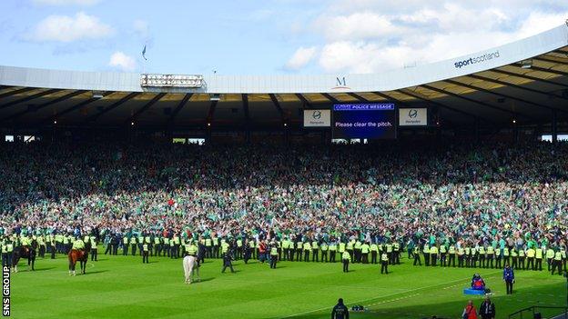 Police move to restore order at Hampden Park