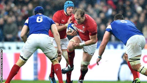 Wales captain Alun Wyn Jones in action against France in 2019