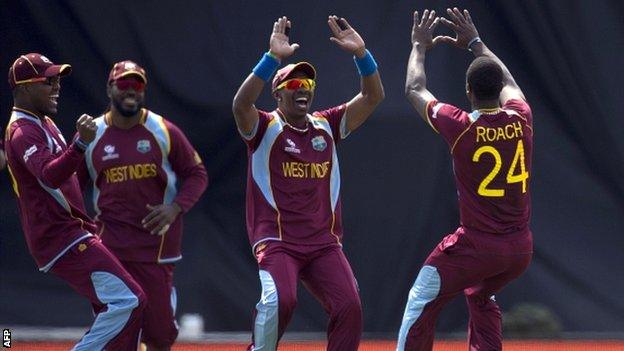 West Indies celebrate at The Oval