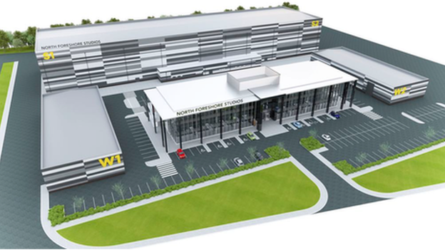 An artist's impression of the planned film studio complex at Giant's Park in Belfast