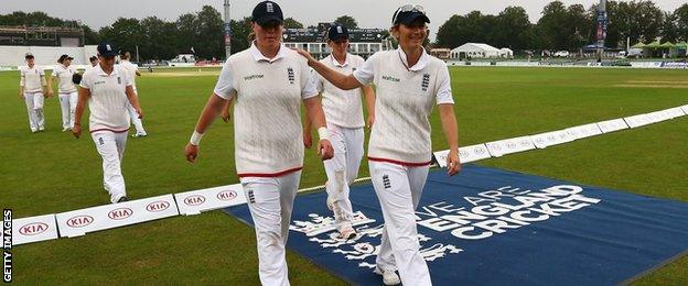 Charlotte Edwards and England walk off at Canterbury