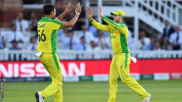 Australia bowler Mitchell Starc and batsman Steve Smith