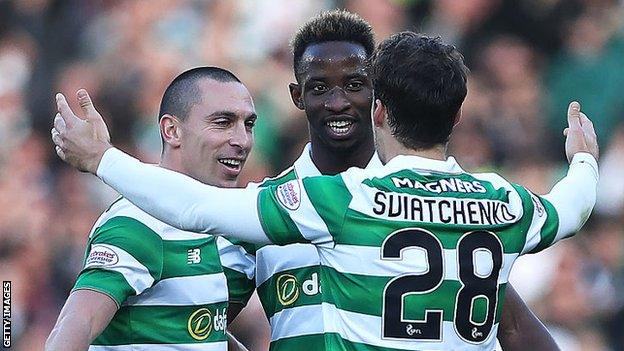 Scott Brown, Moussa Dembele and Erik Sviatchenko