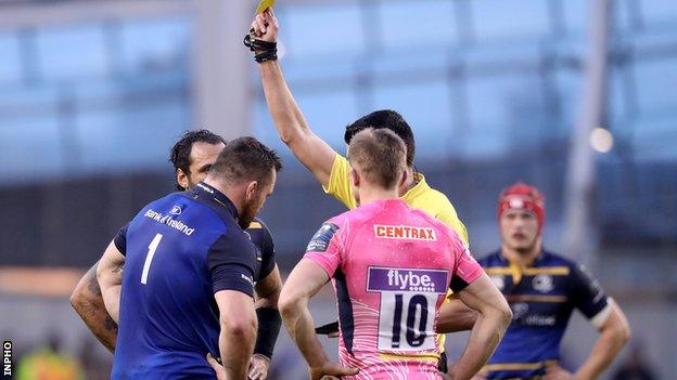 Cian Healy was yellow-carded for reckless use of the forearm in a ruck