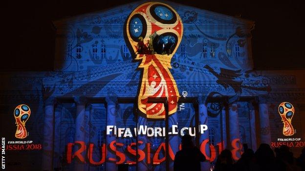 The logo for the 2018 World Cup in Russia