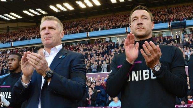 New Villa head coach Dean Smith and his assistant John Terry were among the 41,326 who paid tribute to the late Sir Doug Ellis at a capacity Villa Park