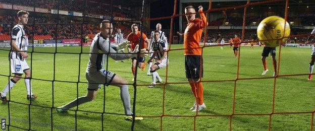 Callum Morris (third from right) headed Dundee United back on level terms