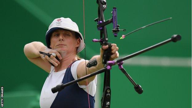 British archer Naomi Folkard takes a shot during the Rio 2016 Olympics