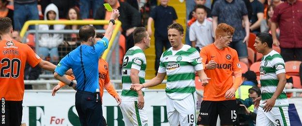 Scott Allan picked up a booking on his Celtic debut