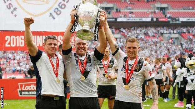 Lee Radford (left) won the Challenge Cup with Hull KR in 2016 and 2017