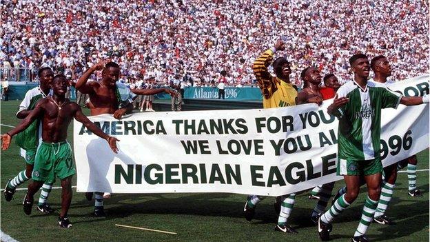 Nigeria celebrate winning 1996 men's Olympic football gold