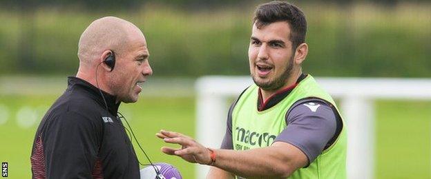 Edinburgh coach Richard Cockerill and Stuart McInally in training