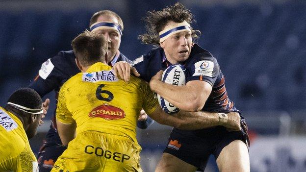 Hamish Watson in action in the Champions Cup tie between Edinburgh and La Rochelle