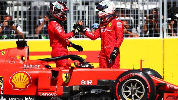 Ferrari's Charles Leclerc and Sebastian Vettel