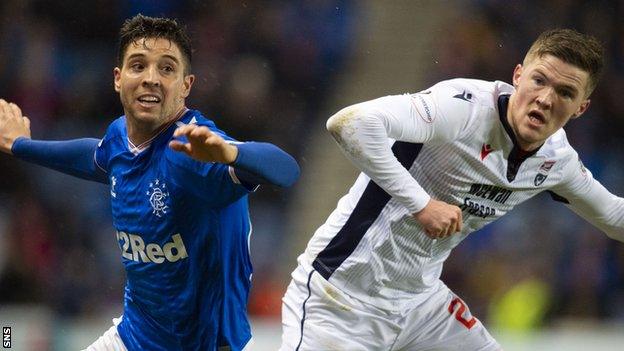 Rangers full-back Matt Polster (left) in action against Ross County