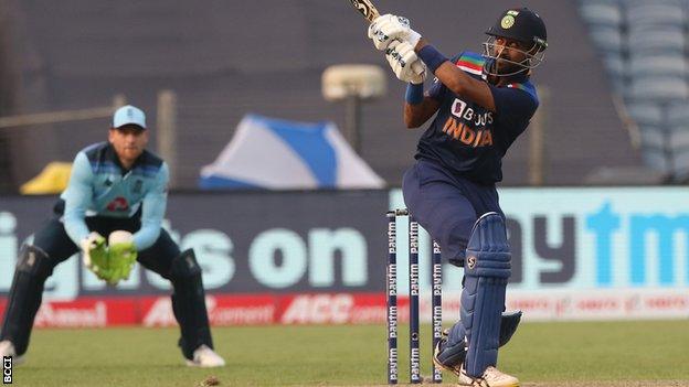 Krunal Pandya hit the fastest half-century by a player on his one-day international debut against England in March 2021