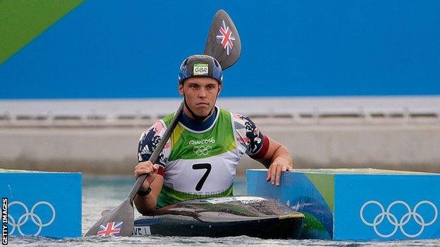 Joe Clarke waiting to compete in canoeing at Rio 2016