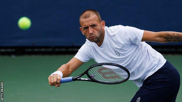 Dan Evans in action at the 2022 US Open