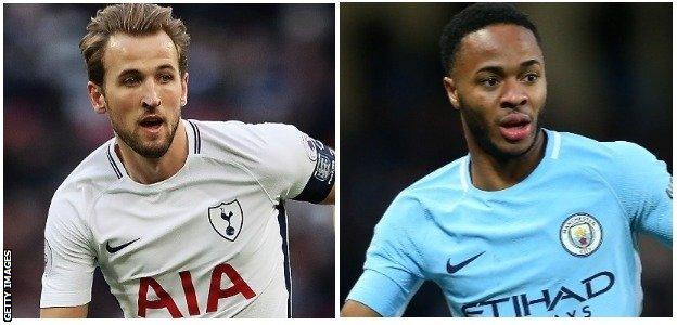 Tottenham striker harry Kane and Manchester City forward Raheem Sterling