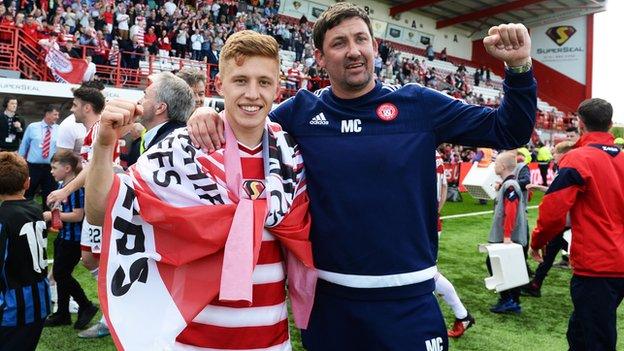 Hamilton's Greg Docherty, left, and manager Martin Canning