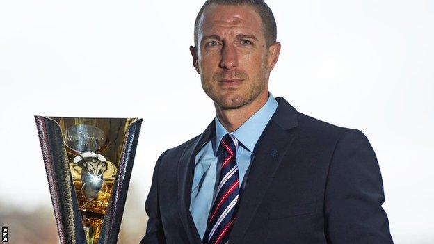 Rangers head coach Gregory Vignal with the Scottish Women's Cup