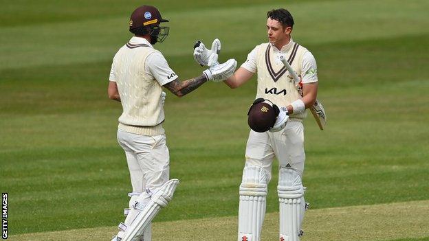 Jordan Clark and Jamie Smith (right) put on 244 in a partnership that lasted for 53.4 overs