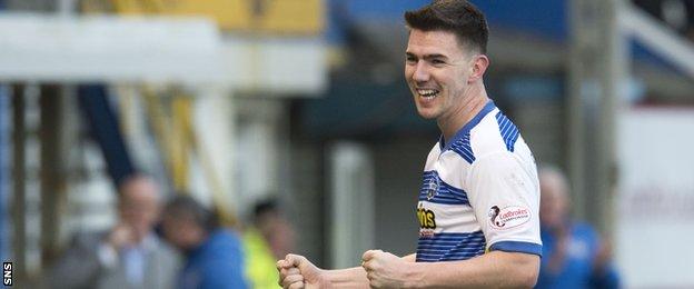 Morton midfielder Ross Forbes celebrates