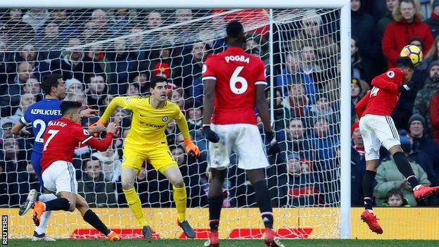 Jesse Lingard heads Manchester United's winner against Chelsea at Old Trafford