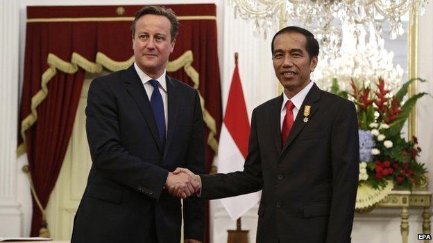 David Cameron with Indonesian President Joko Widodo